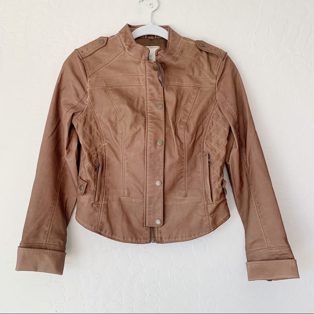 Anthropologie Hei Hei Vegan Leather Bomber Moto Jacket XXSmall - Picture 4 of 16